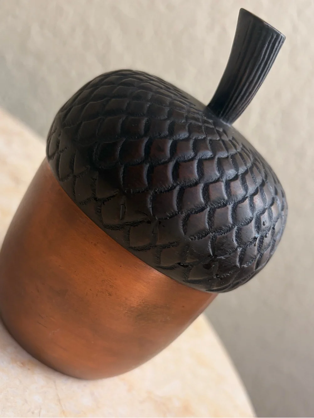 🍂Crate&Barrel Copper Acorn Canister W/Candle🍁